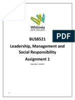 BUS8521 Leadership, Management and Social Responsibility Assignment 1