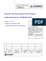 Project Document No.: VD-MR-007-01-037: Document Title: Site Acceptance Test Procedure