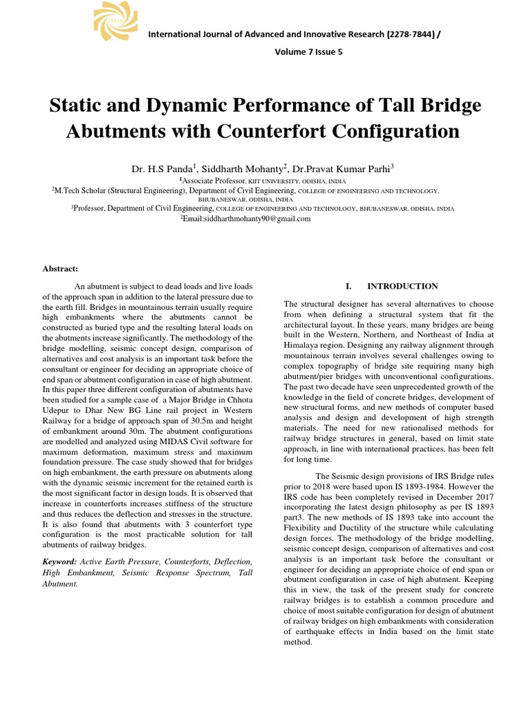 Tall Bridge Abutment Performance Analysis | PDF | Structural Load ...
