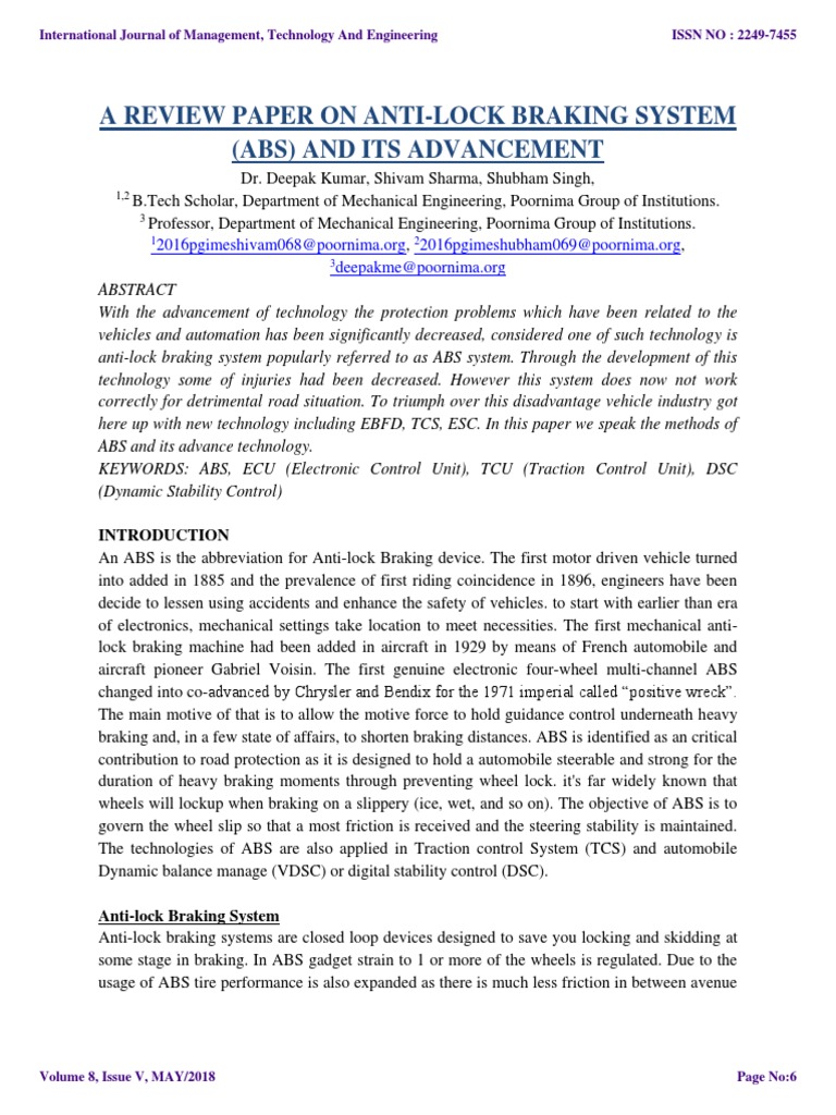 ABS & Its Technological Advances | PDF | Anti Lock Braking System ...
