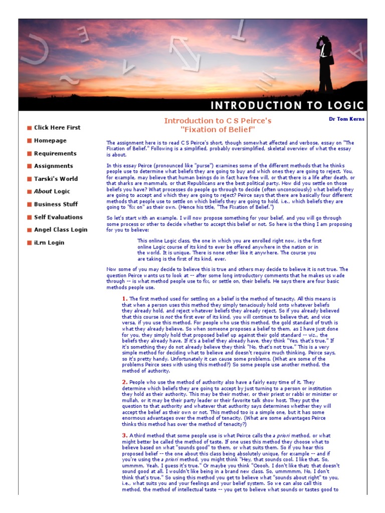 Fixation of Belief PDF Charles Sanders Peirce Scientific Method