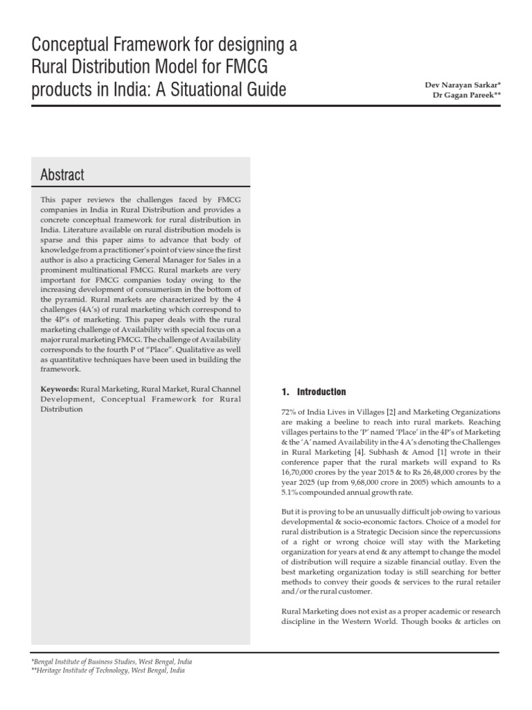 Conceptual Framework For Designing A Rural Distribution Model For FMCG ...