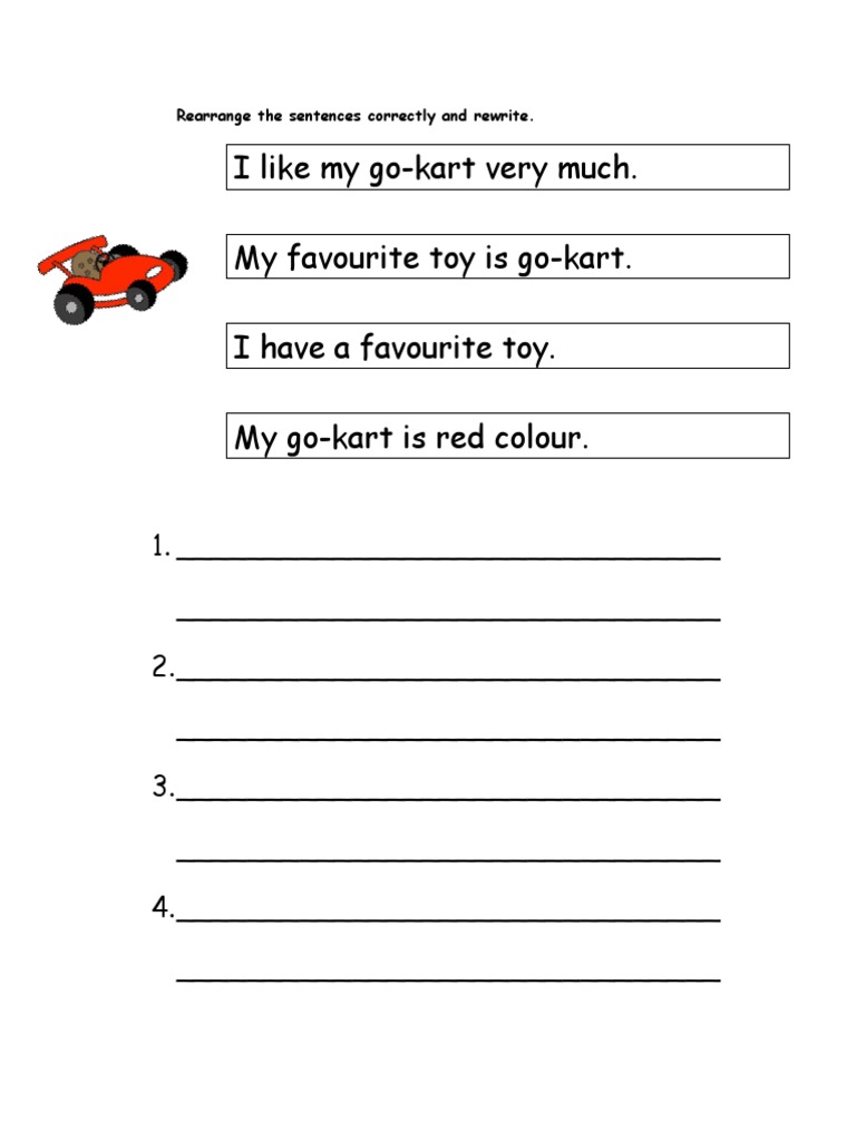 Go-Kart Sentence Rearrangement Exercise | PDF