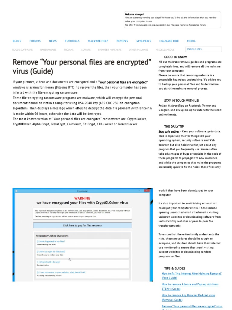 Remove - Your Personal Files Are Encrypted - Virus (Guide) | PDF ...