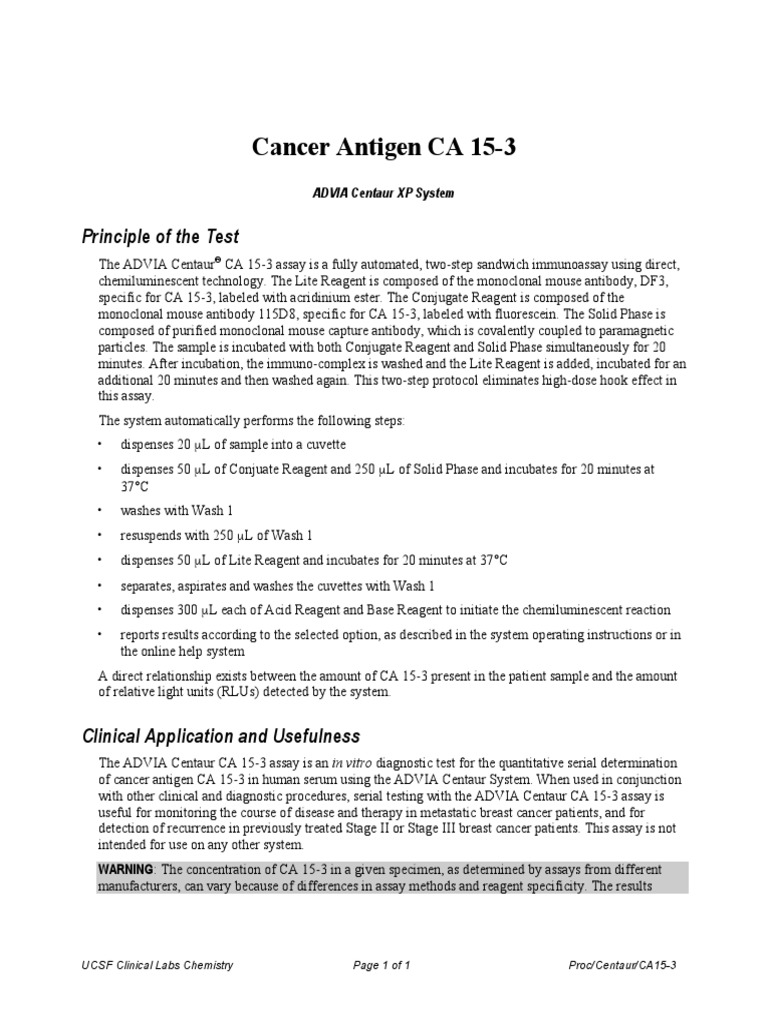 Ca 153 Monoclonal Antibody Assay
