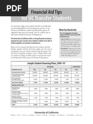 ETS09 FinAidTips | PDF | University Of California | Students