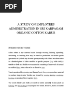 A Study On Employees Administration in Sri Karpagam Organic Cotton Karur