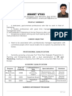 IIPM Marketing Graduate Resume