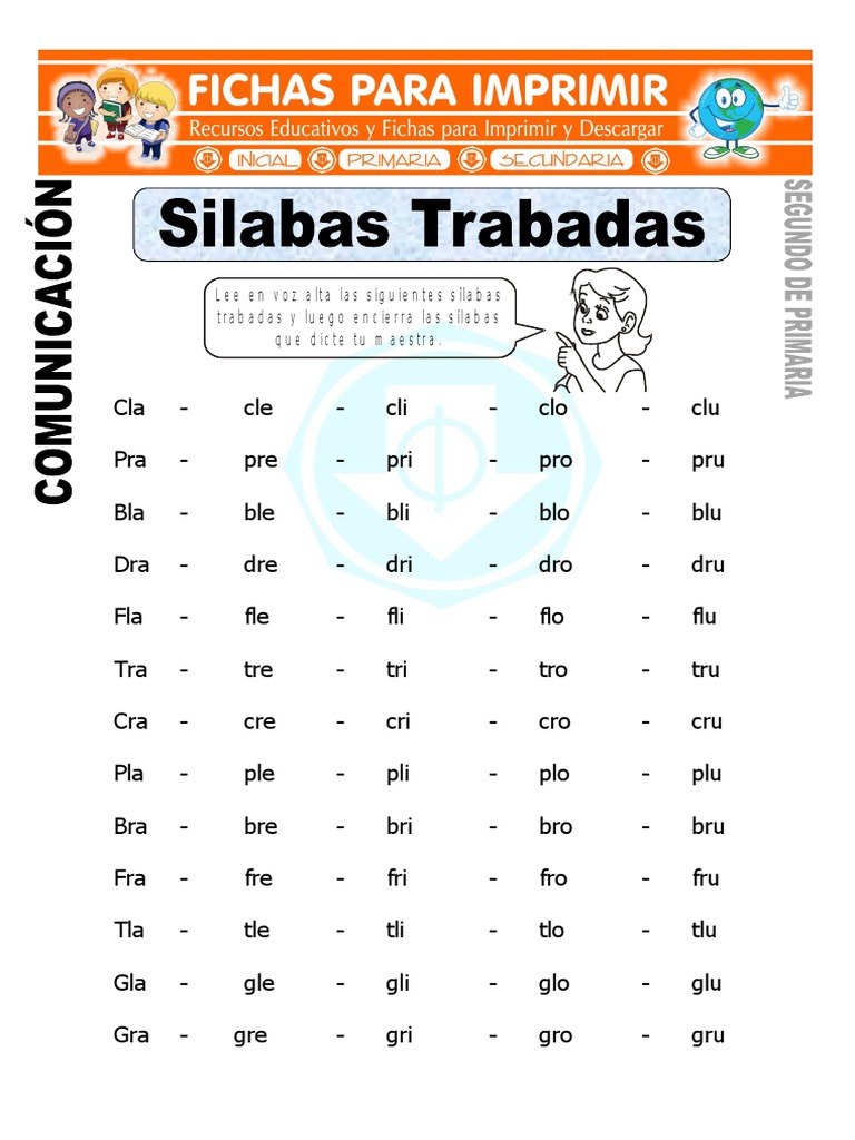 Ejercicios de Sílabas Trabadas 2° Grado | PDF | Ocio | Deportes