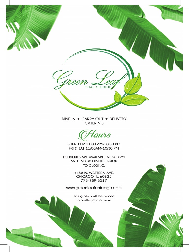 Green Leaf Menu Dine-In Menu | PDF | Thai Cuisine | Curry