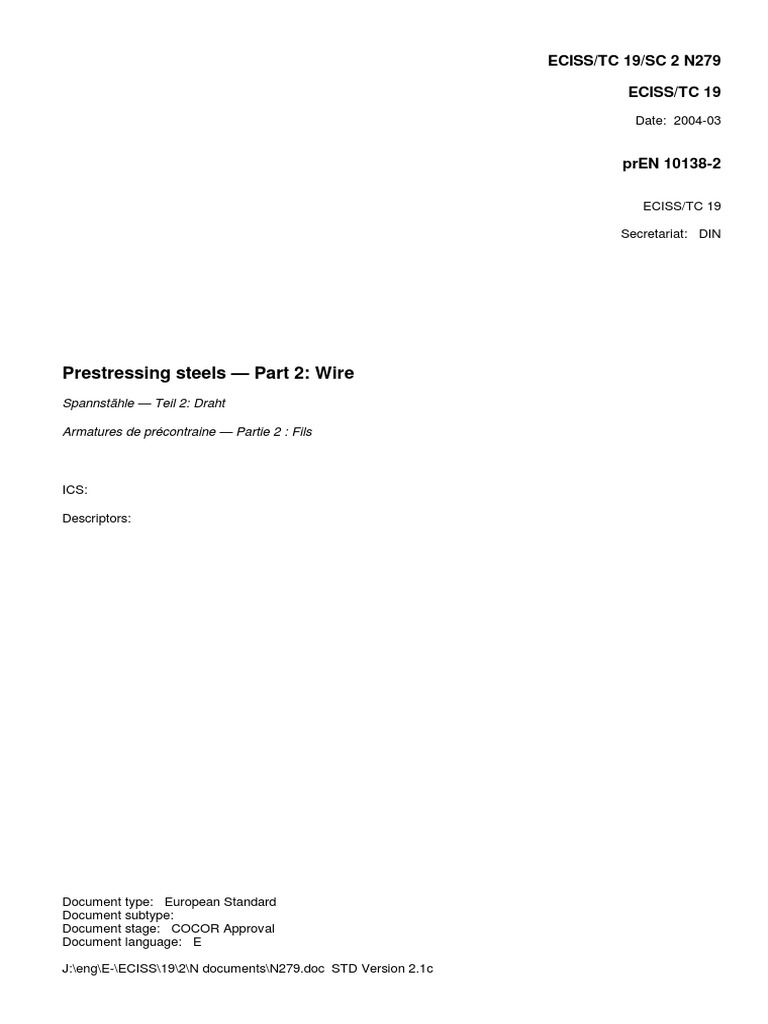 Prestressing Steel - Wire Eurocode | PDF | Engineering Tolerance | Wire