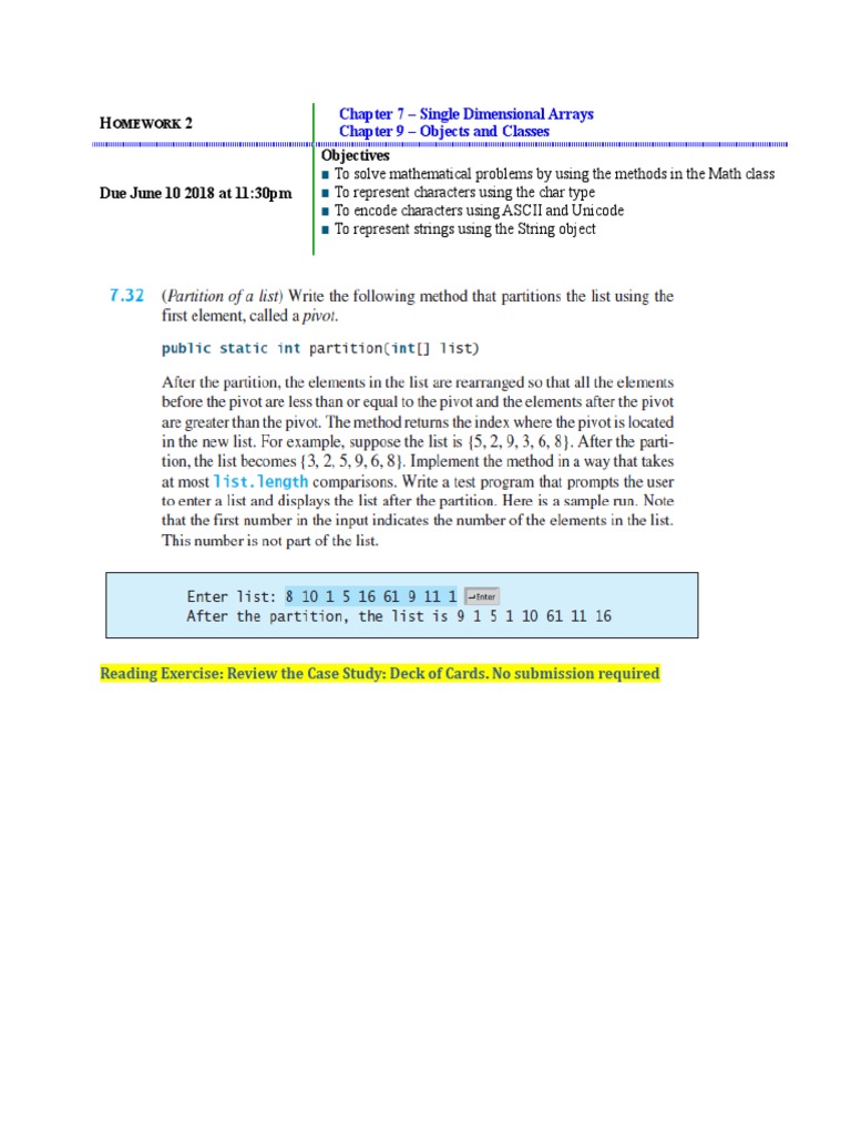 Java Homework: Arrays and Classes | PDF