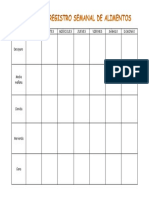 Tabla de Registro Semanal de Alimentos