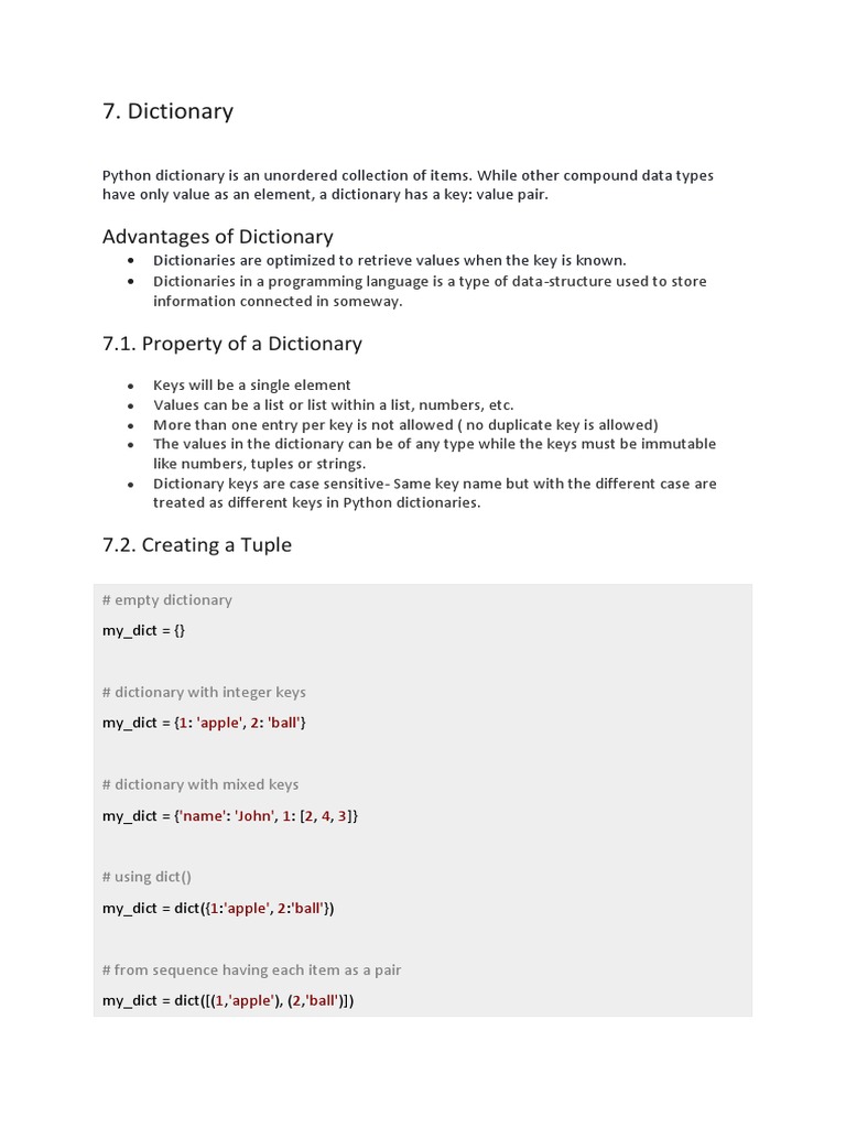 Advantages of Dictionary PDF Data Type I Phone