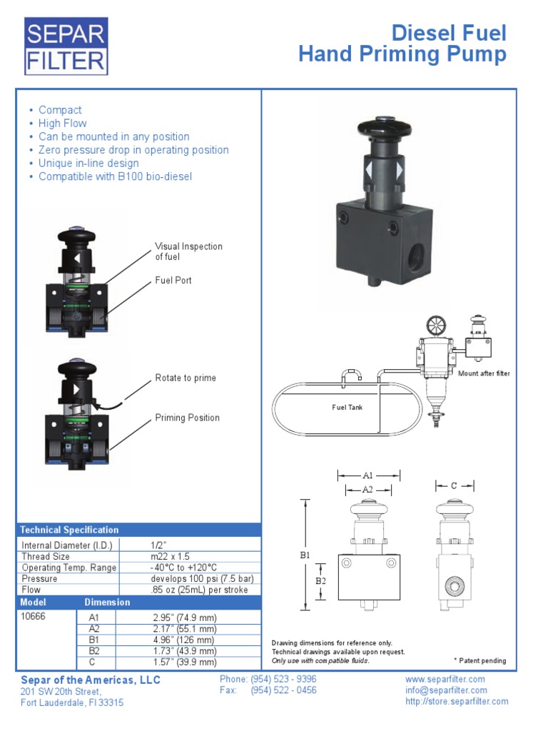Diesel Fuel Hand Priming Pump PDF