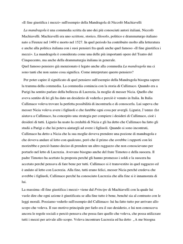 Il Fine Giustifica I Mezzi Tema