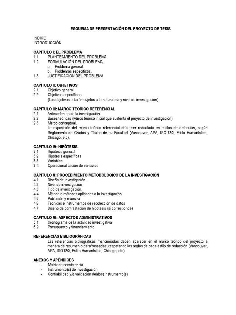 Esquema para Proyecto de Tesis | PDF | Hipótesis | Interacciones de ...