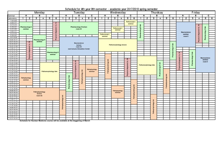 8th Semester Schedule DRAFT | PDF | Health Care | Academia
