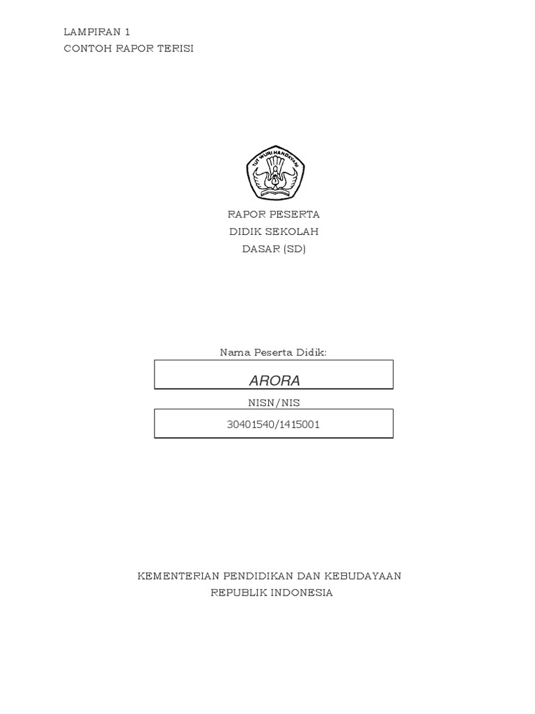 Contoh Rapor Peserta Didik SD | PDF