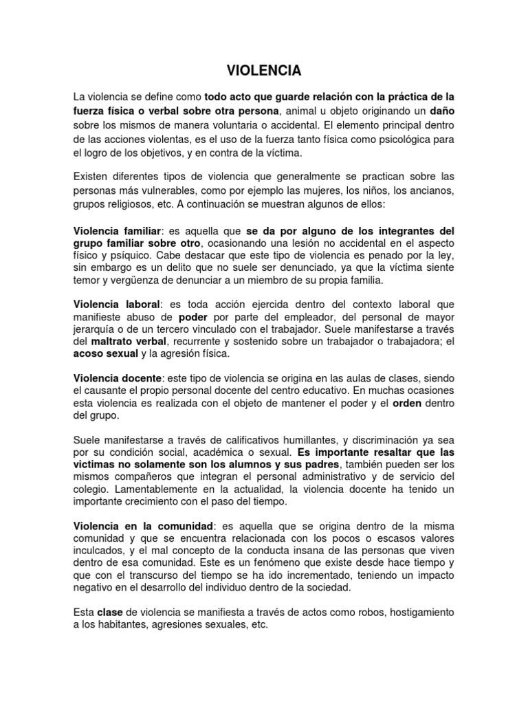 Tipos y Consecuencias de la Violencia | PDF | Violencia | Justicia