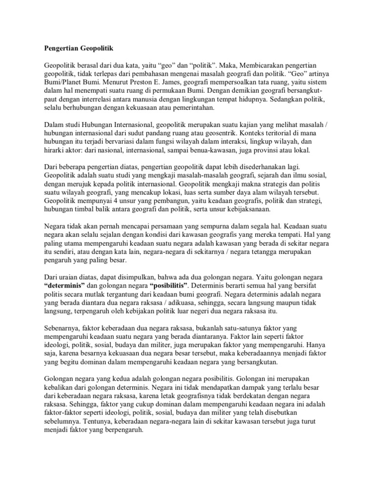 Pengertian Geopolitik Pdf
