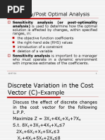 Sensitivity/Post Optimal Analysis