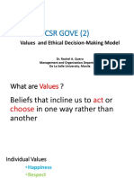 CSR Gove (2) : Values and Ethical Decision-Making Model