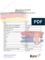 Lista Reci Sa Prevodom Za A2 Nivo