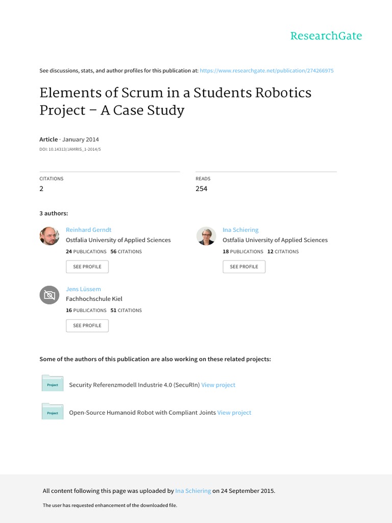 Elements of SCRUM in Student Robotics Project | PDF | Scrum (Software ...