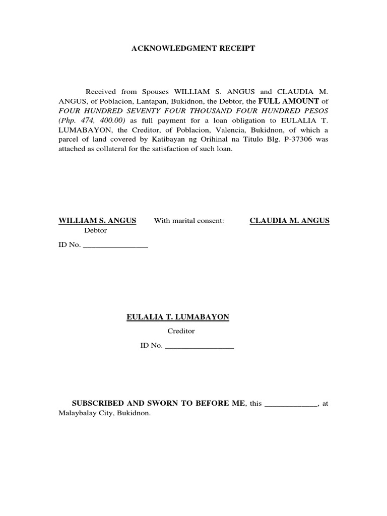 Certificate of Full Payment PDF