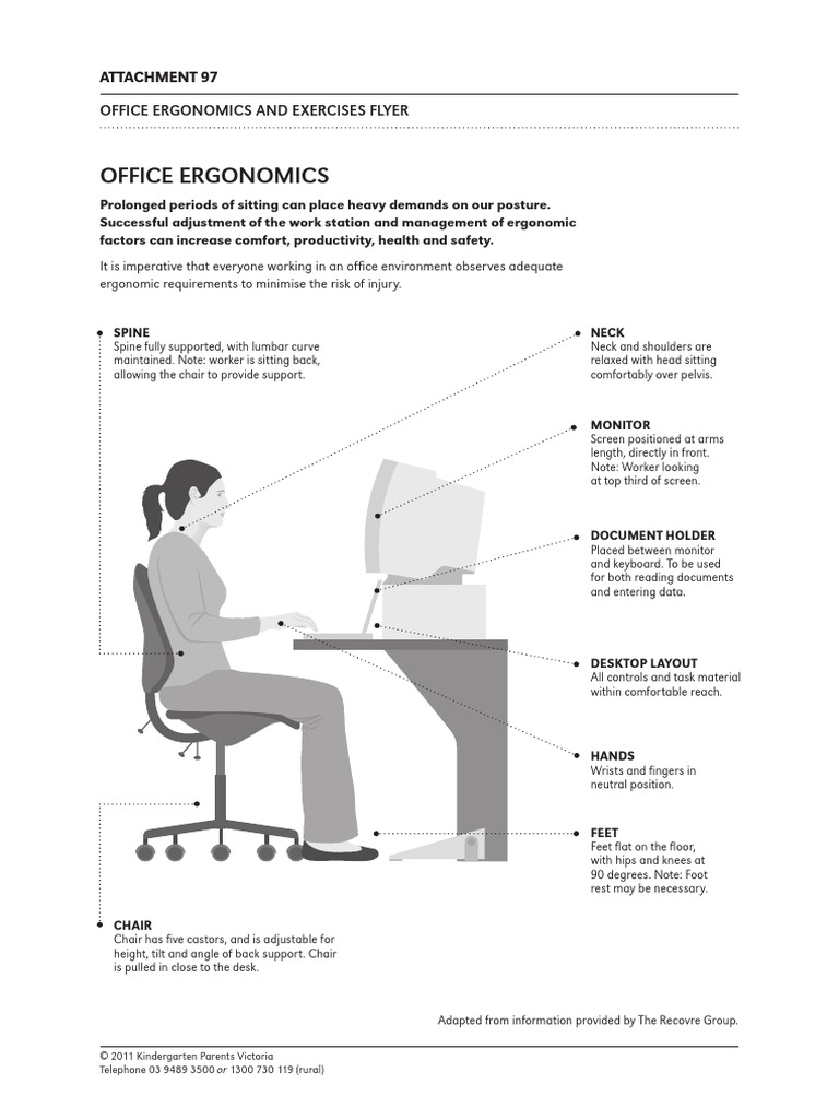 Office Ergonomics and Exercises Flyer Anatomical Terms Of Motion Chair