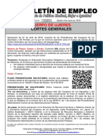 133 - 18 Boletin Informativo Empleo Publico Cuerpo de Ujieres Cortes Generales 6-06-2018
