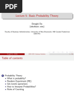 Lecture 5: Basic Probability Theory: Donglei Du (Ddu@unb - Edu)