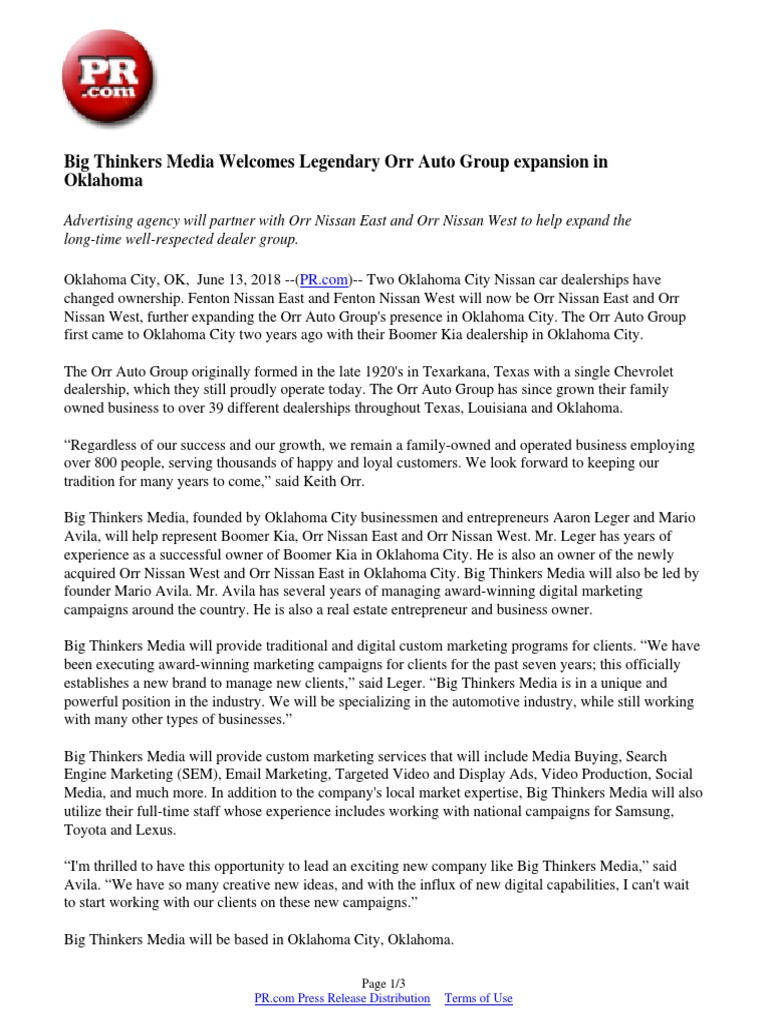 Fenton Nissan East >> Big Thinkers Media Welcomes Legendary Orr Auto Group Fenton Nissan East >> Big Thinkers Media Welcomes Legendary Orr Auto Group