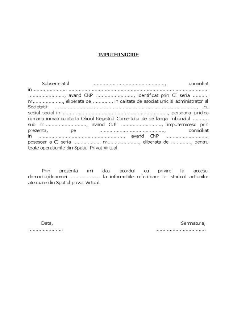 Procura Model Imputernicire _ Procură pentru Copil Minor – FWBD