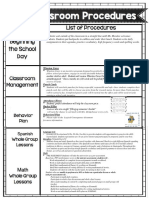 Classroom Procedure Curriculum 2018-2019