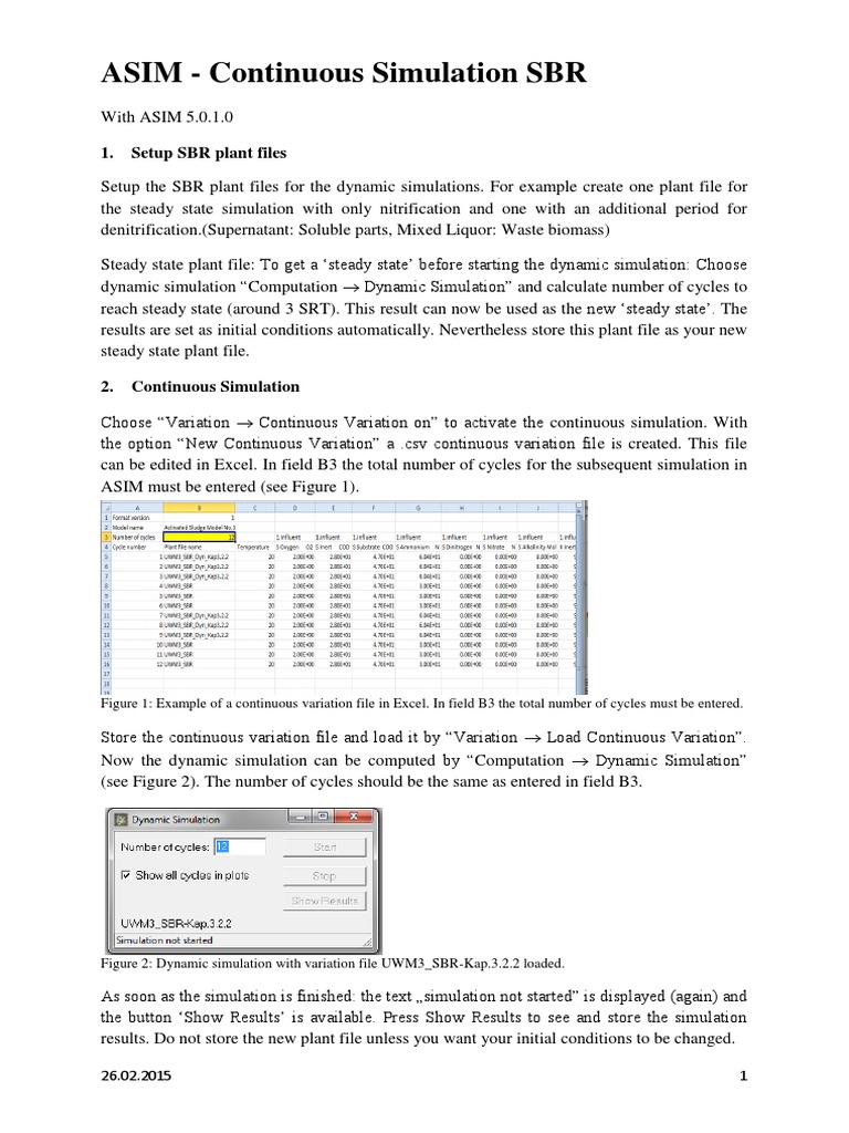 ASIM - Continuous Simulation SBR: 1. Setup SBR Plant Files | PDF