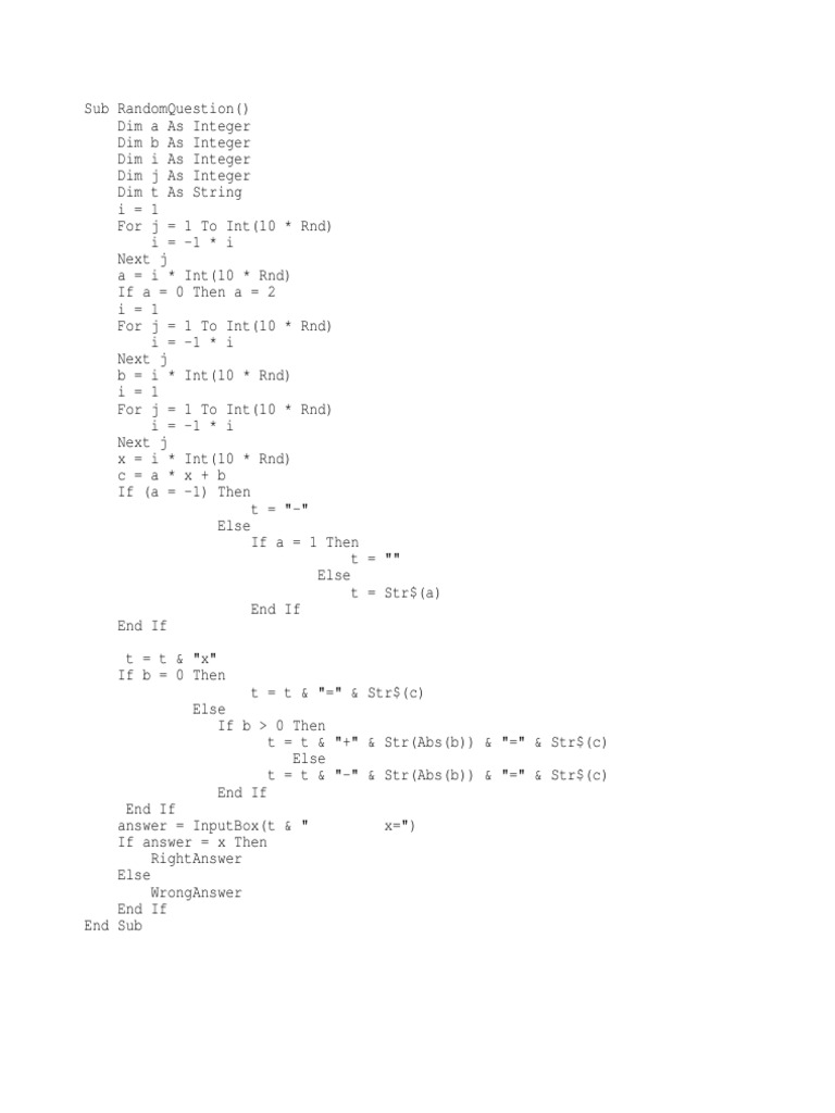 Random Math Question Generator Script | PDF