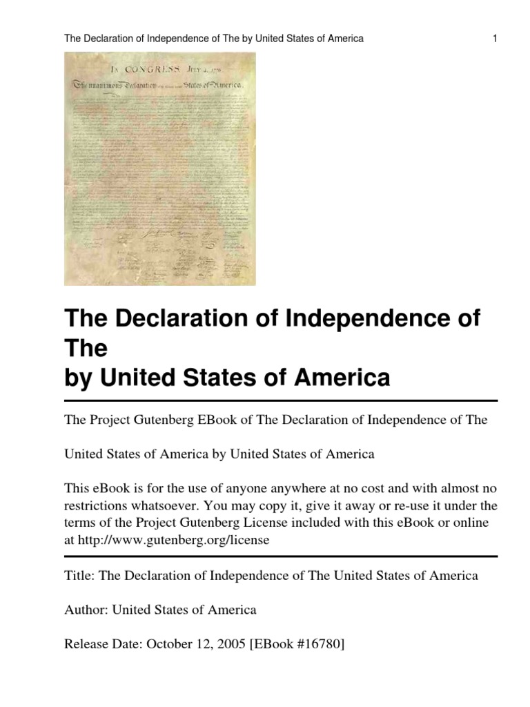 Free Copy of the Declaration | PDF | Project Gutenberg | Public Domain