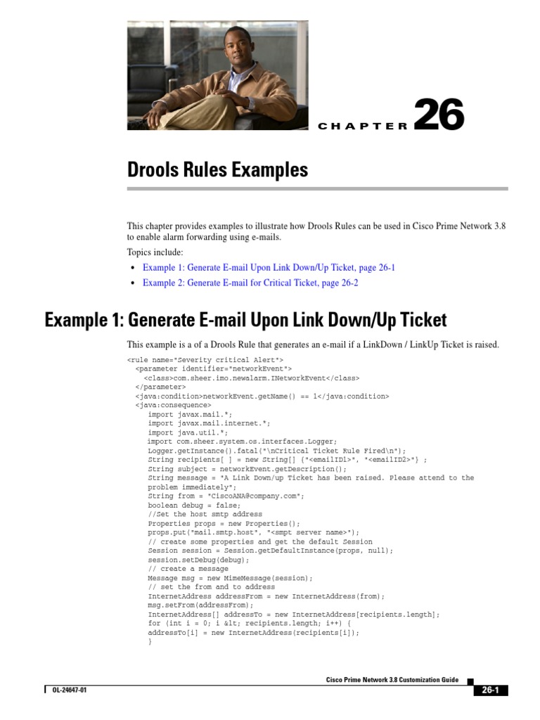 Drools Rules Examples Example 1 Generate EMail Upon Link Down/Up