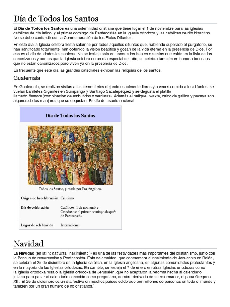 Día de Todos Los Santos | PDF | Navidad | Fiestas cristianas y días santos
