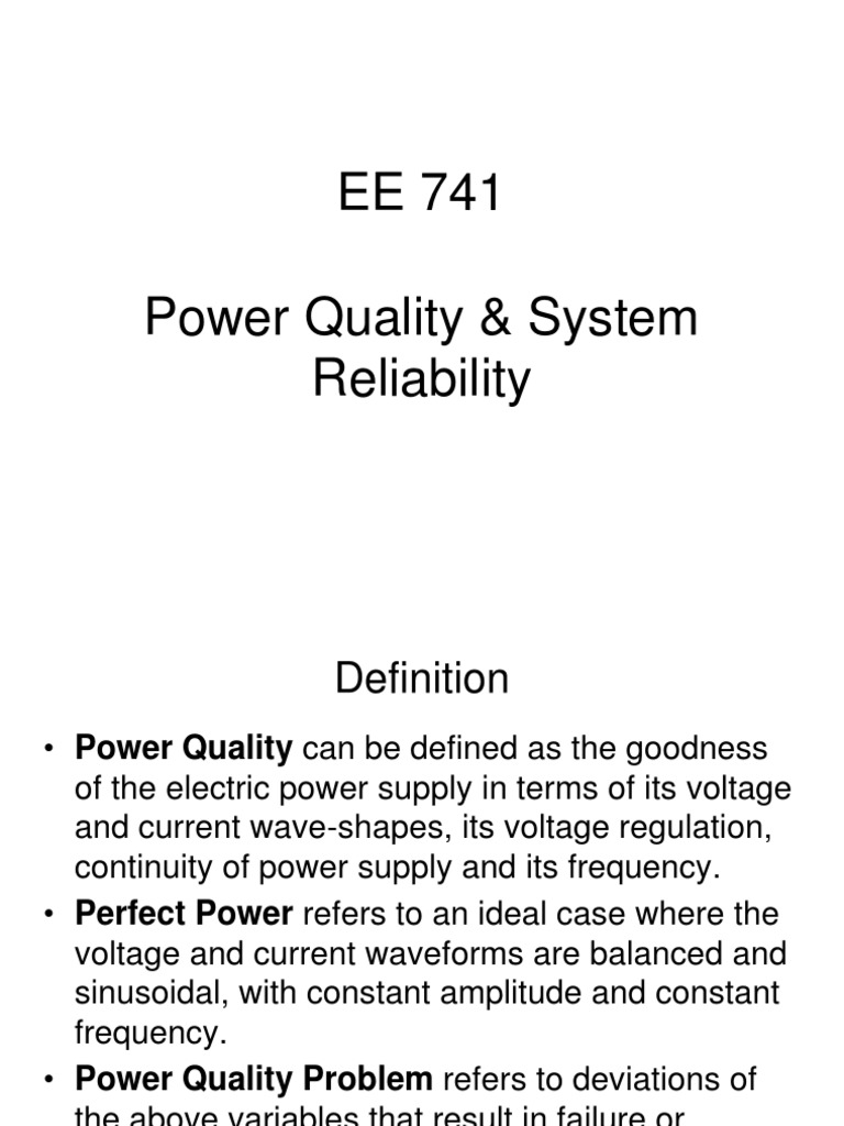 EE 741-Power Quality & System Reliability | PDF | Electrical ...