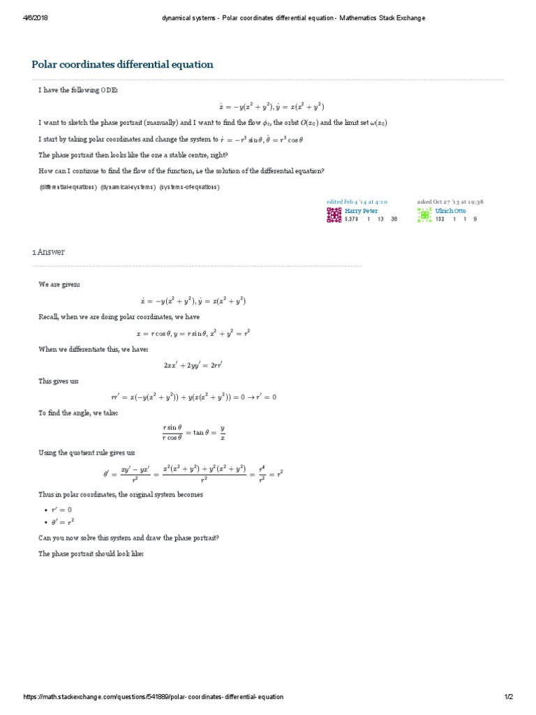 Polar Coordinates Differential Equation - Mathematics Stack Exchange ...