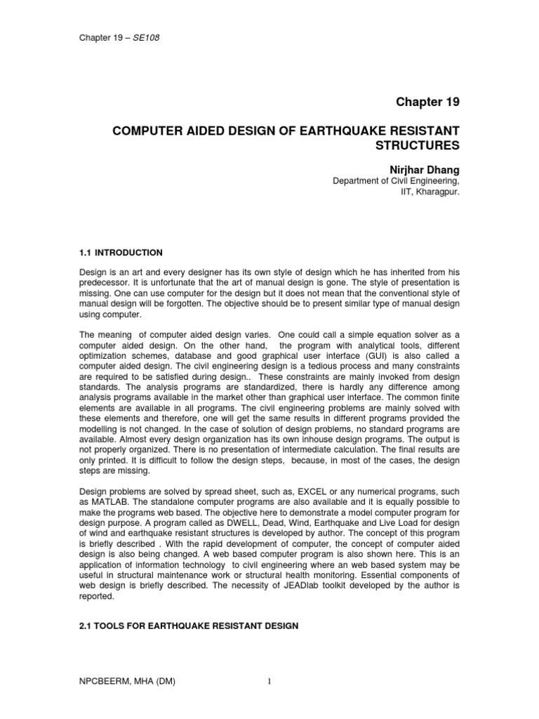Chapter 19 - Computer Aided Design of Earthquake Resistant Structures ...