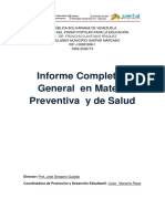 Informe en Materia Preventiva y de Salud