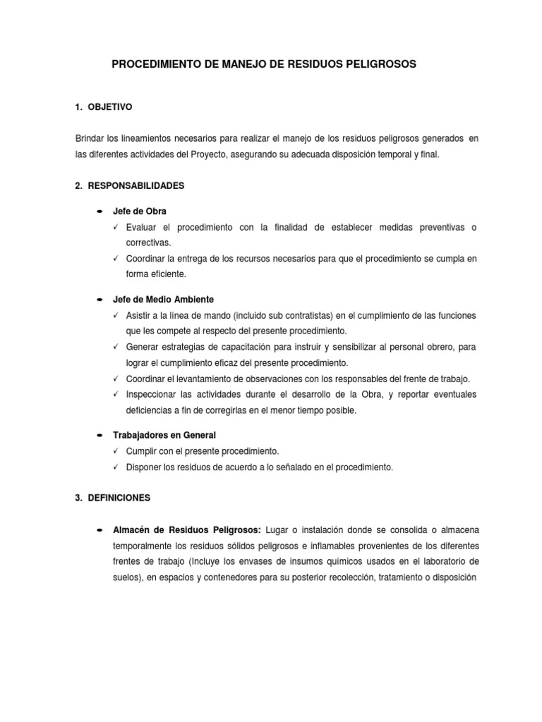 Procedimiento De Residuos Peligrosos Pdf – VBJRB