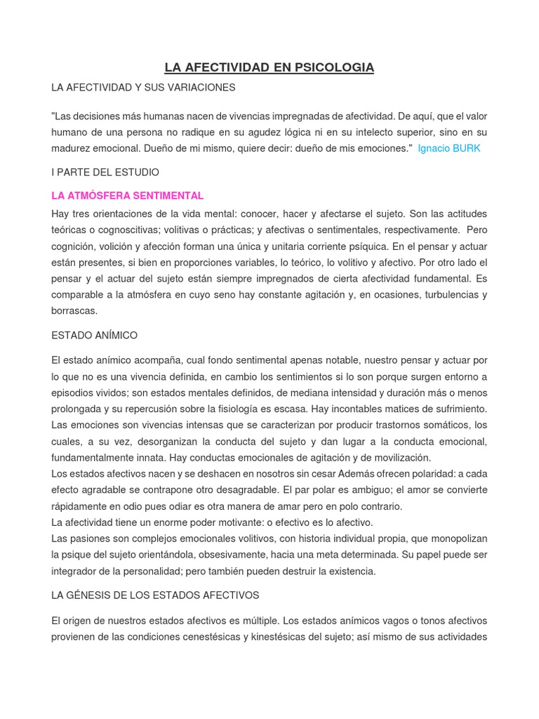 La Afectividad en Psicologia | PDF | Las emociones | Homo Sapiens