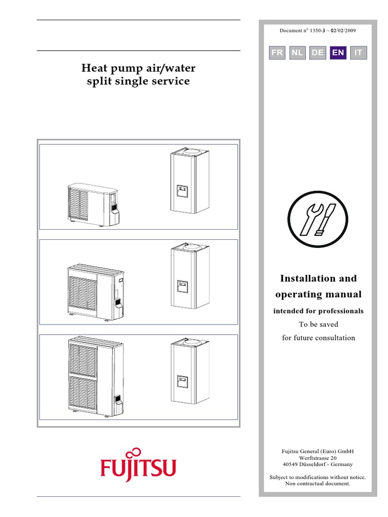 FUJITSU Tehnicki-Prirucnik-Dizalice-Topline-Zrak-Voda PDF | PDF | Heat Pump  | Hvac