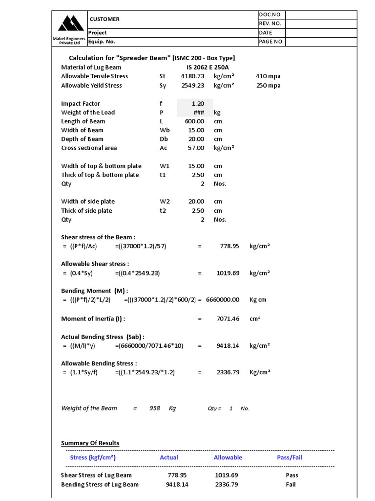 ISMC 200 Beam Design Calculations | PDF | Bending | Beam (Structure)