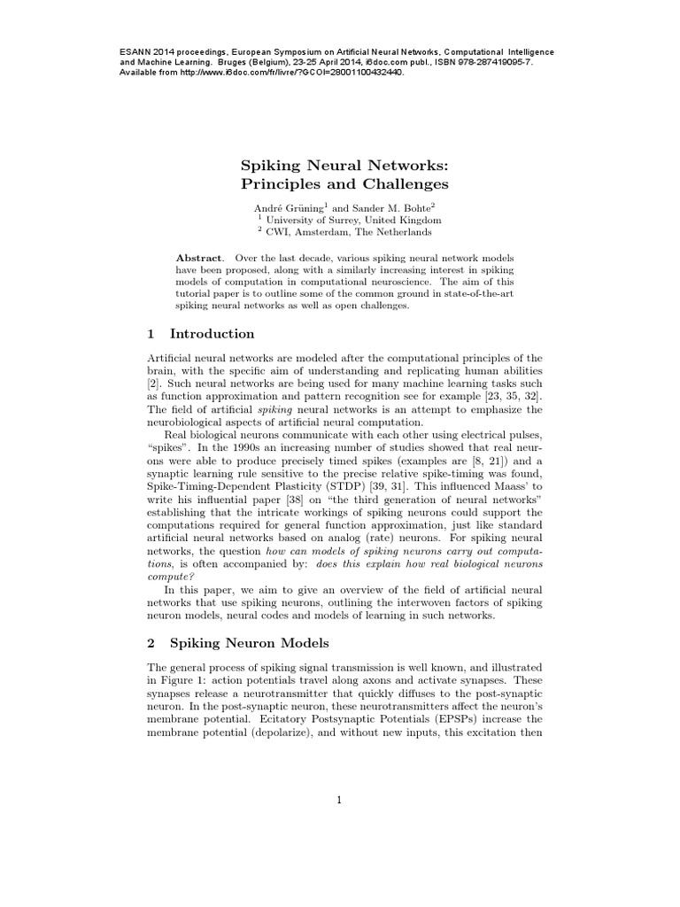 Introduction to Spiking Neural Networks | PDF | Artificial Neural ...